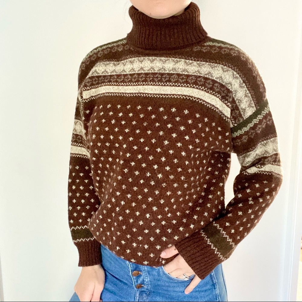 Vintage Bravo Turtleneck Sweater Size Medium wool acrylic classic fair isle knit